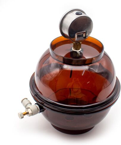 Lab Vacuum Desiccator 150ml - Brown Plastic Preservation Container with Pressure Gauge & Single Valve in Saudi Arabia
