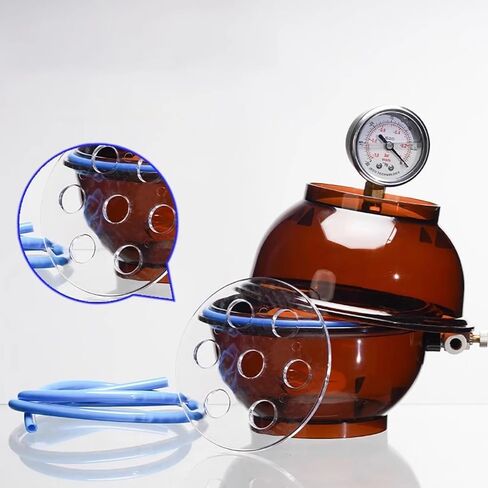Lab Vacuum Desiccator 150ml - Brown Plastic Preservation Container with Pressure Gauge & Single Valve in Saudi Arabia