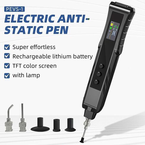 Electric Vacuum Suction Pen, Strong Adsorption Force with Replaceable Suction Heads and TFT Color Screen for Electronics Repair Laboratory Operations in Saudi Arabia