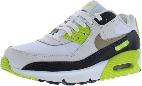 Nike Air Max 90 Big Kids 'Shoes (HF6358-103 ، White/Cyber/Dark Smoke Gray/Khaki) حجم 7 in Saudi Arabia
