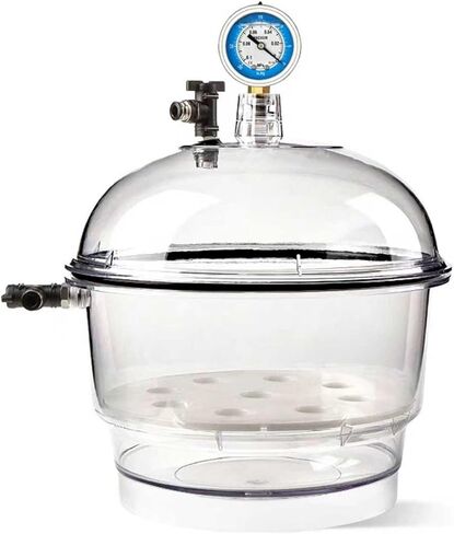 250mm Vacuum Desiccators, Small Lab Desiccator, Polycarbonate Vacuum Dryer Jar, with Double Valves, Pressure Gauge, Sealed Jar for Drying Storage in Kuwait