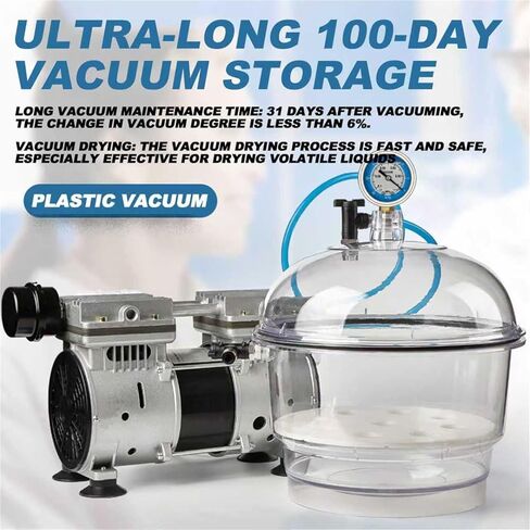 250mm Vacuum Desiccators, Small Lab Desiccator, Polycarbonate Vacuum Dryer Jar, with Double Valves, Pressure Gauge, Sealed Jar for Drying Storage in Kuwait
