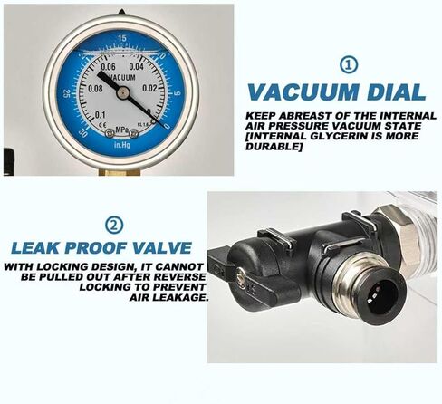 250mm Vacuum Desiccators, Small Lab Desiccator, Polycarbonate Vacuum Dryer Jar, with Double Valves, Pressure Gauge, Sealed Jar for Drying Storage in Kuwait