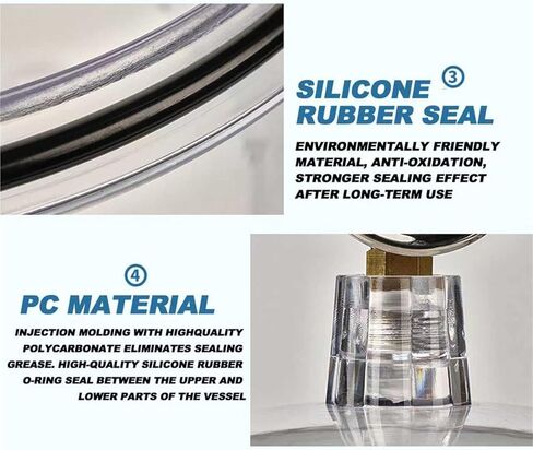 250mm Vacuum Desiccators, Small Lab Desiccator, Polycarbonate Vacuum Dryer Jar, with Double Valves, Pressure Gauge, Sealed Jar for Drying Storage in Kuwait