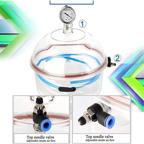 150mm Lab Vacuum Desiccator, Polycarbonate Vacuum Dryer Jar with Pressure Gauge and Double Valve, for Laboratory Research Vacuum Drying Storage in Kuwait
