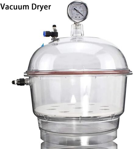 150mm Lab Vacuum Desiccator, Polycarbonate Vacuum Dryer Jar with Pressure Gauge and Double Valve, for Laboratory Research Vacuum Drying Storage in Kuwait