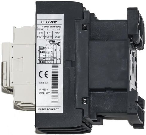 قواطع 30 أمبير حثي، 50 أمبير مقاوم 3 أقطاب 120 فولت تيار متردد، الإضاءة والتحكم في المحرك، حامل DIN، اتصال مساعد NO/NC in Kuwait