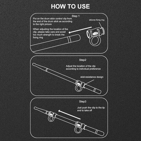 Drumsticks Grips with Drum mutes, Drumsticks Accessories for 5A drum sticks, Easy Stick Twirl, Grip or Control Clips, Good for Beginner Drummer in Kuwait