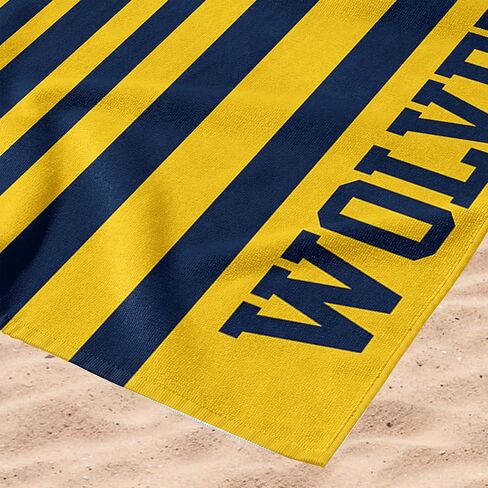 منشفة شاطئ من قماش الجاكار المخطط من Northwest Michigan Wolverines NCAA مقاس 36 × 72 بوصة in Saudi Arabia