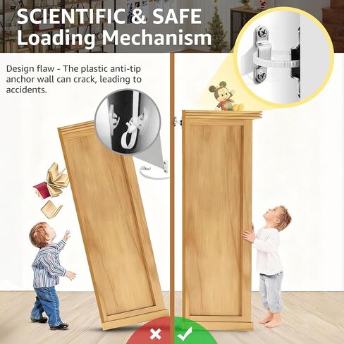 [4 عبوات] مثبتات أثاث مضادة للطرف لحماية الأطفال والسلامة من الزلازل - رفوف الملابس الآمنة، وخزائن الملابس على الحائط مع أشرطة التثبيت والسحابات in Kuwait