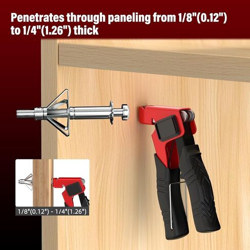 براغي مولي شديدة التحمل للجدران الجافة من BURMONG - 3 أحجام (0.12 بوصة - 1.28 بوصة) مجموعة أدوات تثبيت ومسامير معدنية مجوفة للحوائط الجافة، تتضمن أداة إعداد، تعمل على الحوائط الجافة والجدار المجوف والجص (إجمالي 34 قطعة) in Kuwait