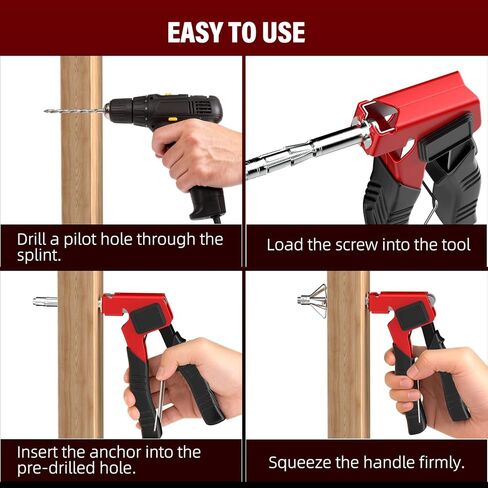 براغي مولي شديدة التحمل للجدران الجافة من BURMONG - 3 أحجام (0.12 بوصة - 1.28 بوصة) مجموعة أدوات تثبيت ومسامير معدنية مجوفة للحوائط الجافة، تتضمن أداة إعداد، تعمل على الحوائط الجافة والجدار المجوف والجص (إجمالي 34 قطعة) in Kuwait