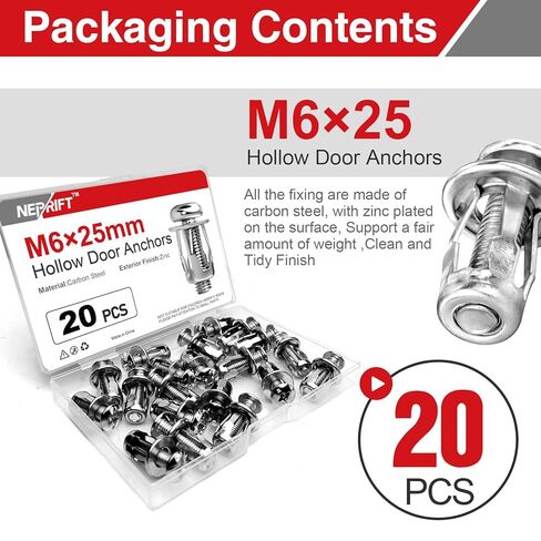 12Pcs M6 x 52mm Hollow Wall Anchors, Metal Molly Bolts with Screws for Drywall, Plasterboard & Panels in Saudi Arabia