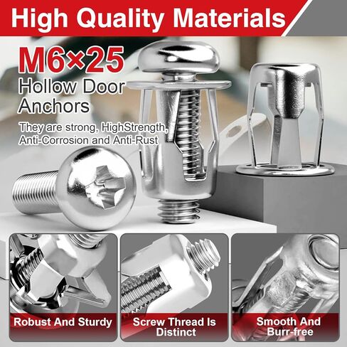 12Pcs M6 x 52mm Hollow Wall Anchors, Metal Molly Bolts with Screws for Drywall, Plasterboard & Panels in Saudi Arabia