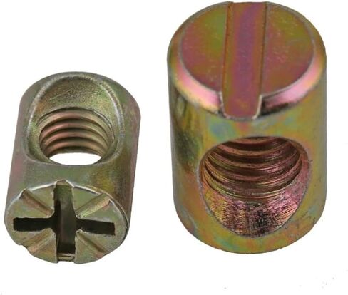 Barrel nut, 5/10/20/50pcs M6 M8 Cross Dowel Slotted Fittings for Beds Horizontal Hole Nut Hammer Embedded(50pcs,M6x13(Phillips Zinc)) in Saudi Arabia