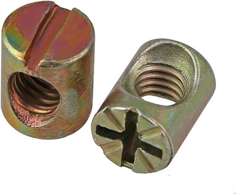 Barrel nut, 5/10/20/50pcs M6 M8 Cross Dowel Slotted Fittings for Beds Horizontal Hole Nut Hammer Embedded(50pcs,M6x13(Phillips Zinc)) in Saudi Arabia