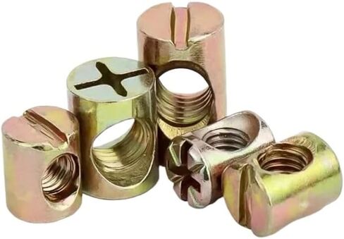 Barrel nut, Barrel Furniture 10Pcs Cross Dowel Slotted Fittings for Beds Chairs Hole Nut Hammer Embedded M6 M8(M8x15 Slotted) in Kuwait