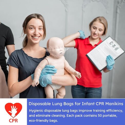 100Pcs Disposable CPR Face Shield Infant Manikin Lung Bags, Compatible with Prestan Professional & Ultralite Infant Manikins, Ideal Replacement Lung Bags for CPR & EFR Training Manikins in Kuwait