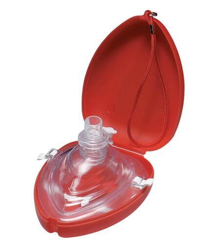 Ambu A/S Res-Cue CPR Resuscitation Mask Kit with O2 Inlet One-Way Valve Filter Head Strap Gloves Wipe Adult Child Emergency Barrier Breathing Protection Hard Case Storage in Kuwait