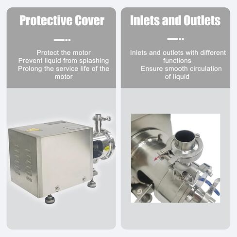 2.2KW 110V High-Shear Emulsifying Pump Single-Stage Pipeline Emulsion Pump 304 Stainless Steel Pipeline Homogenizer with 0-3m³/h Flow for Food, Cosmetic, Ink, Chemical Mixing & Dispersion in Kuwait