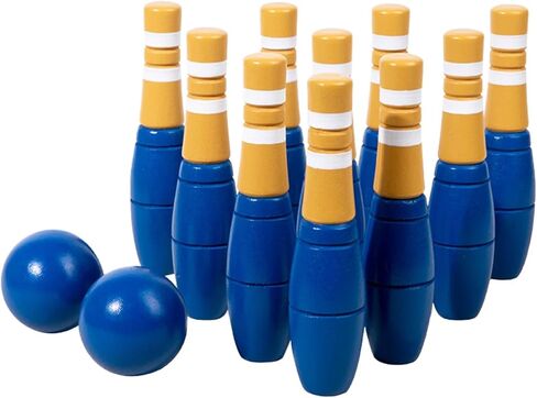Wooden Bowling Set Bowling Game Early Learning 10 Wooden Pins Wood Bowling Game in Kuwait