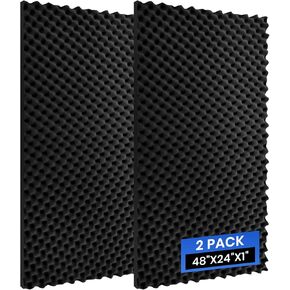 4 Pack Acoustic Foam Panels, 48''X24''X1'' Egg Crate Sound Proof Foam, High Density Noise Cancelling Soundproofing Wall Panels for Studio Office Game Room (Black) in Kuwait