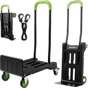 شاحنة يدوية قابلة للطي 2 في 1 وعربة دوللي، شاحنة يدوية قابلة للتحويل مع منصة مسطحة، عجلات TPR هادئة، خفيفة الوزن 12.5 رطل، 264 رطل مسطحة / 176 رطل، سعة عمودية، عربة مدمجة للتحرك والصناديق والأمتعة in Kuwait