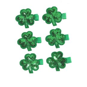 St.Patrick Snap Clips Shamrock Bow BB Hairpin Baby Girls Clover Hair Clips JHSP15 (A) in Kuwait