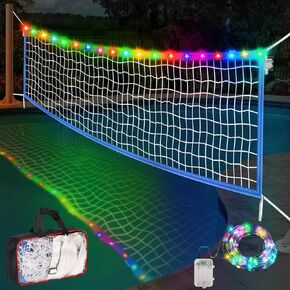 15 x 3FT Pool Volleyball Net with Light and Storage Bag,Adjustable Length 15ft-27ft Portable Pool Volleyball Net Replacement for Inground Pools,Light Up Pool Party Badminton Net for Backyard,Beach in Kuwait