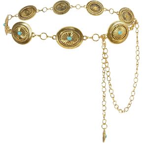 حزام سلسلة Docila Western Turquoise Hat Band Women Cowboy Metal Brand Bress Dress Weist Lock in Kuwait