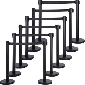 Blulu 12 قطعة من دعامة التحكم في الحشود مع حزام قابل للسحب بطول 6.5 قدم، حواجز التحكم في الحشود، عمود طابور، حاجز أمان، حامل خط فواصل الخط in Kuwait