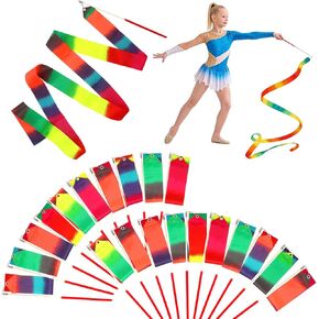 20 PCS Ribbon Dancing Wands for Kids Dance Ribbon Party Favors Gymnastics Ribbon Wand Princess Party Supplies, Girls Party Games, Gymnastics Goody Bag Stuffers in Kuwait