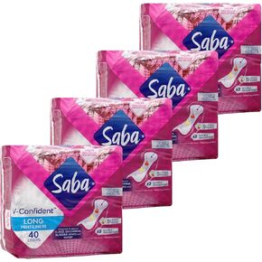 SABA V-Confident Long Daily Liner Panty Liners, Extra Long Daily Protection, 4-Pack of 40 Pads (160 Count) in Kuwait