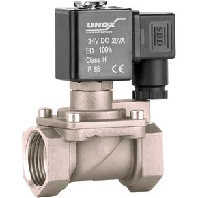 UNOX 3/4" NPT Steam Solenoid Valve 24V DC, High Temperature 176°F/356°F AISI316 Stainless Steel Electric Solenoid Valve Normally Open - 0-363 PSI (0–25 Bar) Threaded Industrial Flow Controller in Kuwait