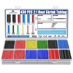 430 قطعة 2: 1 مجموعة أنابيب الانكماش الحراري الصناعية للأسلاك، 2: 1 غلاف انكماش حراري من الدرجة البحرية، شريط انكماش حراري كهربائي كبير ممتاز مقاوم للماء، 12 مقاسًا 6 ألوان متنوعة in Kuwait