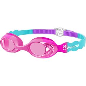 Vvinca Kids Swim Goggles Age 3-12, Soft Wave-Shape Silicone Swimming Goggles for Toddler Boys Girls, Anti-Fog No Leak in Kuwait