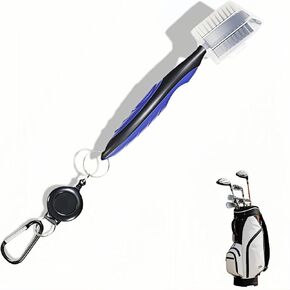 Golf Club Brush with Retractable Zip-Line and Carabiner, Dual-Sided Cleaning Tool with Nylon and Steel Bristles, Groove Cleaner with Spike, Blue in Kuwait