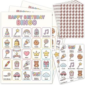 Birthday Bingo Activity Set, Bingo Game for Party Events, Fun Birthday Party Games for Family and Classroom Celebrations - A03 in Saudi Arabia