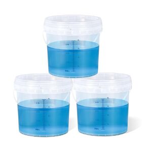 ASEVAT Clear Bucket Graduated Pail Container with Lid, Food Grade Buckets, Cleaning Containers Plastic Pails Extra Durable Handles with Grip for Easy Carrying (Clear, 1.3 Gal) in Kuwait