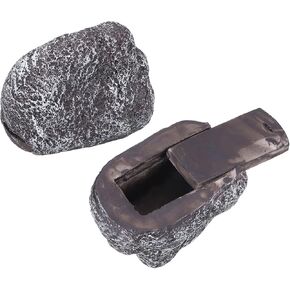 uxcell Fake Rock Key Hider, Hide A Spare Key Outdoor Waterproof Fake Rock Key Hider Decoration Safe Storage Lock Box for Outside Garden Decoration, Light Khaki in Kuwait