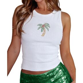 Women Starfish Sequin Tank Top Y2k Embroidered Bead Tank Top Aesthetic Ribbed Sleeveless Summer Crop Tops in Kuwait