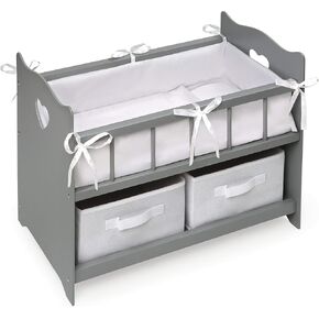 Badger Basket Toy Doll Bed with White Bedding, Storage Baskets, and Personalization Kit for 20 inch Dolls - White Rose in Kuwait