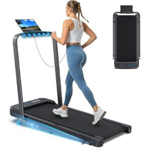 WELLFIT Folding Treadmill with Incline,320+ lbs Capacity Portable Treadmills with Handlebar, Under Desk Treadmill for Home Office,Low Noise Walking Pad with Smart Voice Control for Jogging Running in Kuwait