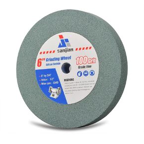 6 Inch Bench Grinder Wheel 60 Grit, Silicon Carbide 6" Grinding Wheels for Bench Pedestal Grinder, 3/4" Thick 1/2" Arbor, Medium Hardness for Grinding Materials, Sharpening Shaping Metal Tools in Kuwait