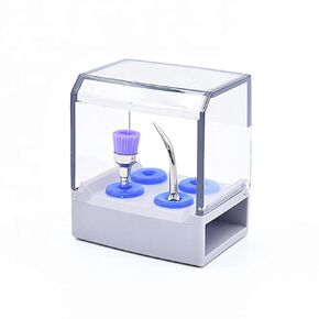 Professional Dental Scaler Tip Storage Holder, 4-Hole Design, Clear Acrylic Cover, Blue Base, Dental Instrument Organizer in Saudi Arabia