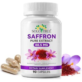 مكملات الزعفران لدعم الحالة المزاجية والطاقة والرؤية - 88.5 مجم كبسولات من خلاصة الزعفران النقي - دعم التركيز والعين وتخفيف التوتر للنساء والرجال - نباتي، غير معدل وراثيًا - 90 كبسولة نباتية (كمية تكفي لمدة 3 أشهر) in Kuwait