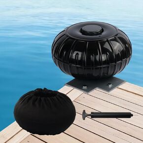 Dock Bumpers Wheel, Dock Corner Bumper Wheel for Docking Pontoon Boat, 18'' Inflatable Dock Fender Wheels,Can Roll Smoothly, Includes Heavy-Duty Hardware, Air Pump and Cover (Black, 18 inch diameter) in Kuwait
