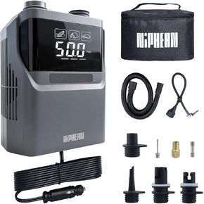 Niphean Electric Paddle Board Pump 50 PSI Air Pump with Dual Stage Auto Inflation & Deflation, 12V DC Car Connector Portable SUP Pump for Stand Up Paddle Board, Kayak, Boats, Tent and Tires in Kuwait