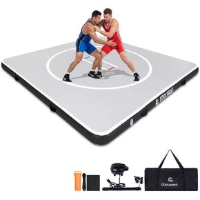 بساط المصارعة القابل للنفخ من كول ويف وسجادات جيو جيتسو للجيم المنزلي أو التدريب في الهواء الطلق، رائع لـ BBJ، MMA، الفنون القتالية، التصارع، الجودو، الملاكمة، اليوجا والمزيد مع هبوط ناعم وارتداد جيد in Kuwait