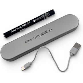 قلم طبي منقوش مخصص للممرضات والأطباء - مصباح LED لقياس الحدقة مع مسطرة، هدية اسم مخصص لـ RN، EMT، طالب الطب (أسود) in Kuwait